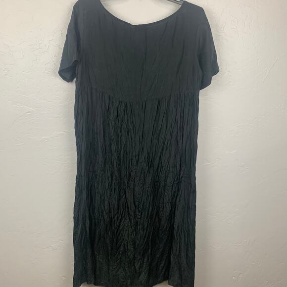 Vtg Sostanza Silk Midi Dress Womens Medium Black Lagenlook Modest Whimsigoth - Picture 2 of 8